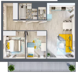 3 pokoje, mieszkanie 59,80 m², piętro 1, oferta nr A-A1M4, Osiedle Blask, Łódź, Bałuty, ul. Smugowa 24