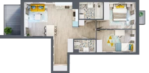3 pokoje, mieszkanie 62,56 m², piętro 1, oferta nr B-A1M1, Osiedle Blask, Łódź, Bałuty, ul. Smugowa 24