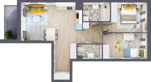 3 pokoje, mieszkanie 62,56 m², piętro 2, oferta nr B-A2M1, Osiedle Blask, Łódź, Bałuty, ul. Smugowa 24
