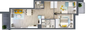 3 pokoje, mieszkanie 57,73 m², piętro 2, oferta nr B-B2M3, Osiedle Blask, Łódź, Bałuty, ul. Smugowa 24