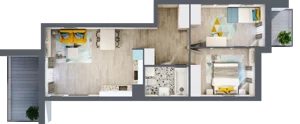 3 pokoje, mieszkanie 56,94 m², piętro 1, oferta nr B-C1M4, Osiedle Blask, Łódź, Bałuty, ul. Smugowa 24