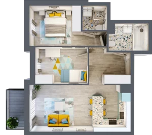 3 pokoje, mieszkanie 57,10 m², piętro 1, oferta nr B-A1M3, Osiedle Blask, Łódź, Bałuty, ul. Smugowa 24