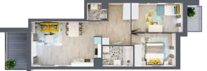 3 pokoje, mieszkanie 57,73 m², piętro 1, oferta nr B-B1M3, Osiedle Blask, Łódź, Bałuty, ul. Smugowa 24