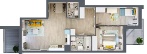 3 pokoje, mieszkanie 64,01 m², piętro 4, oferta nr B-D4M4, Osiedle Blask, Łódź, Bałuty, ul. Smugowa 24