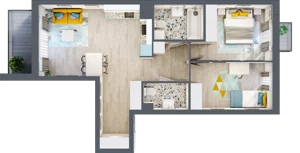 3 pokoje, mieszkanie 62,56 m², piętro 3, oferta nr B-A3M1, Osiedle Blask, Łódź, Bałuty, ul. Smugowa 24