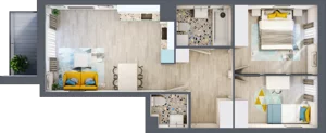 3 pokoje, mieszkanie 57,57 m², piętro 2, oferta nr B-C2M1, Osiedle Blask, Łódź, Bałuty, ul. Smugowa 24
