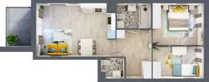 3 pokoje, mieszkanie 57,57 m², piętro 4, oferta nr B-C4M1, Osiedle Blask, Łódź, Bałuty, ul. Smugowa 24