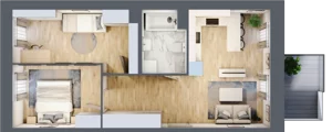 3 pokoje, apartament 52,98 m², piętro 1, oferta nr C5, Apartamenty Złota, Katowice, Dąb, ul. Złota 69