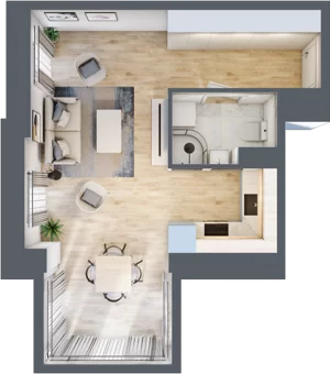 1 pokój, apartament 35,68 m², piętro 2, oferta nr C9, Apartamenty Złota, Katowice, Dąb, ul. Złota 69