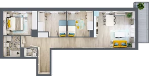4 pokoje, mieszkanie 70,29 m², piętro 1, oferta nr M.01, Tarasy Śląskie, Chorzów, Chorzów II, ul. 3 Maja