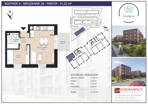 2 pokoje, mieszkanie 31,23 m², parter, oferta nr A26, Spokojna Przyszłość, Białystok, Młodych, ul. Spokojna