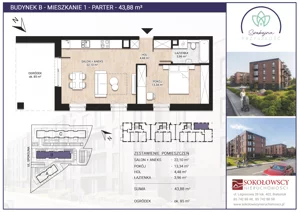 2 pokoje, mieszkanie 43,88 m², parter, oferta nr B01, Spokojna Przyszłość, Białystok, Młodych, ul. Spokojna