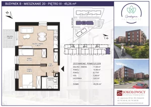 3 pokoje, mieszkanie 45,26 m², piętro 3, oferta nr B20, Spokojna Przyszłość, Białystok, Młodych, ul. Spokojna
