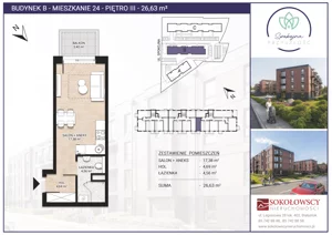 1 pokój, mieszkanie 26,63 m², piętro 3, oferta nr B24, Spokojna Przyszłość, Białystok, Młodych, ul. Spokojna