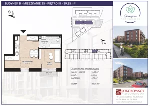 1 pokój, mieszkanie 29,35 m², piętro 3, oferta nr B25, Spokojna Przyszłość, Białystok, Młodych, ul. Spokojna