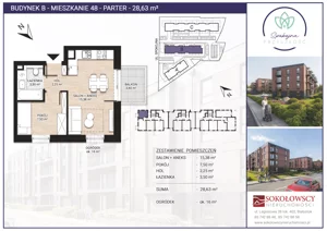 1 pokój, mieszkanie 28,63 m², parter, oferta nr B48, Spokojna Przyszłość, Białystok, Młodych, ul. Spokojna
