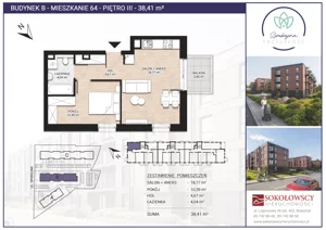 2 pokoje, mieszkanie 38,41 m², piętro 3, oferta nr B64, Spokojna Przyszłość, Białystok, Młodych, ul. Spokojna