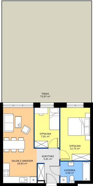 3 pokoje, apartament 51,64 m², piętro 1, oferta nr K3.1.M4, Nyska Residence, Wrocław, Tarnogaj, Krzyki, ul. Nyska 57