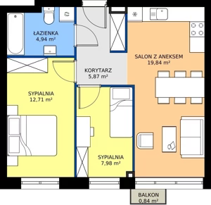 3 pokoje, apartament 51,92 m², piętro 4, oferta nr K3.4.M13, Nyska Residence, Wrocław, Tarnogaj, Krzyki, ul. Nyska 57