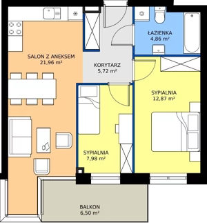 3 pokoje, apartament 53,61 m², piętro 3, oferta nr K3.3.M2, Nyska Residence, Wrocław, Tarnogaj, Krzyki, ul. Nyska 57