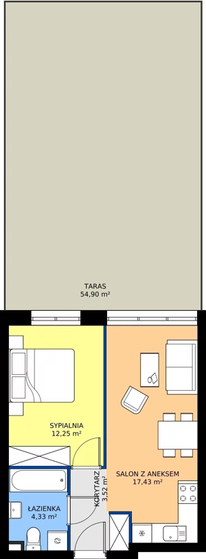 2 pokoje, apartament 37,93 m², piętro 1, oferta nr K3.1.M6, Nyska Residence, Wrocław, Tarnogaj, Krzyki, ul. Nyska 57
