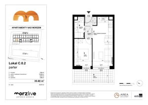 2 pokoje, mieszkanie 35,60 m², parter, oferta nr C.0.2, Morzlive etap 2, Ustronie Morskie, ul. Graniczna 4