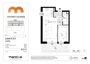 2 pokoje, mieszkanie 42,27 m², parter, oferta nr C.0.3, Morzlive etap 2, Ustronie Morskie, ul. Graniczna 4