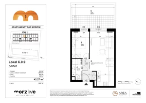 2 pokoje, mieszkanie 42,27 m², parter, oferta nr C.0.9, Morzlive etap 2, Ustronie Morskie, ul. Graniczna 4