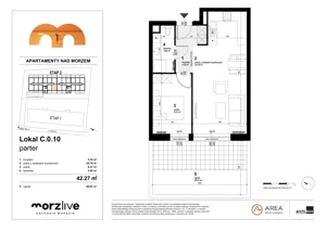2 pokoje, mieszkanie 42,27 m², parter, oferta nr C.0.10, Morzlive etap 2, Ustronie Morskie, ul. Graniczna 4