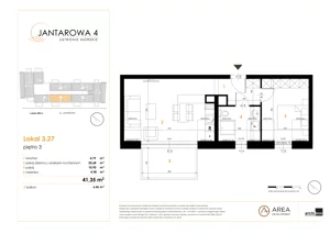 2 pokoje, mieszkanie 41,35 m², piętro 3, oferta nr 3.27, Jantarowa 4, Ustronie Morskie, ul. Jantarowa 4