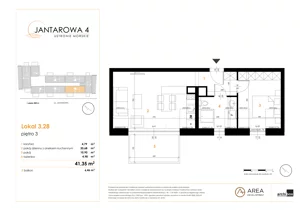 2 pokoje, mieszkanie 41,35 m², piętro 3, oferta nr 3.28, Jantarowa 4, Ustronie Morskie, ul. Jantarowa 4