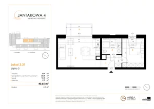 2 pokoje, mieszkanie 40,65 m², piętro 3, oferta nr 3.31, Jantarowa 4, Ustronie Morskie, ul. Jantarowa 4