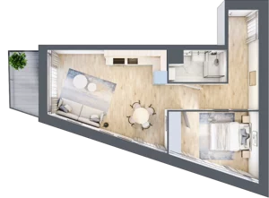 2 pokoje, mieszkanie 46,02 m², piętro 2, oferta nr A.2.15, Cisha, Dziwnów, ul. Kaprala Koniecznego 3