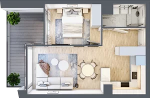 2 pokoje, mieszkanie 35,90 m², piętro 1, oferta nr B.1.9, Cisha, Dziwnów, ul. Kaprala Koniecznego 3