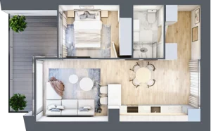 2 pokoje, mieszkanie 38,58 m², piętro 2, oferta nr B.2.14, Cisha, Dziwnów, ul. Kaprala Koniecznego 3