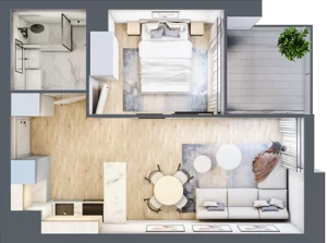 2 pokoje, mieszkanie 33,27 m², piętro 1, oferta nr C.1.9, Cisha, Dziwnów, ul. Kaprala Koniecznego 3