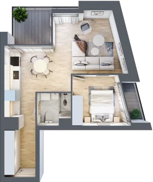 2 pokoje, mieszkanie 38,59 m², piętro 1, oferta nr C.1.12, Cisha, Dziwnów, ul. Kaprala Koniecznego 3