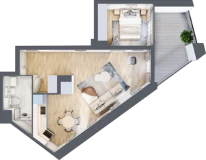 2 pokoje, mieszkanie 46,54 m², piętro 3, oferta nr C.3.27, Cisha, Dziwnów, ul. Kaprala Koniecznego 3