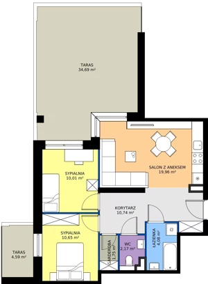 3 pokoje, mieszkanie 59,36 m², parter, oferta nr 5, Villa Park bud D - Apartamenty Augustów, Augustów, ul. Wypoczynkowa