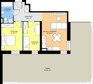 3 pokoje, mieszkanie 53,23 m², parter, oferta nr 1, Villa Park bud D - Apartamenty Augustów, Augustów, ul. Wypoczynkowa