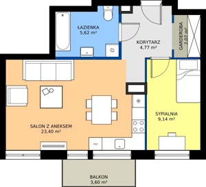 2 pokoje, mieszkanie 45,00 m², piętro 2, oferta nr M11, Vela Park Budynek 6, Rumia, Biała Rzeka, ul. Jęczmienna
