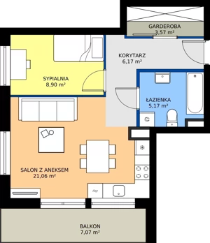 2 pokoje, mieszkanie 44,87 m², piętro 4, oferta nr M24, Vela Park Budynek 6, Rumia, Biała Rzeka, ul. Jęczmienna