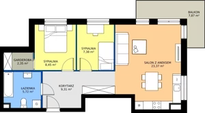 3 pokoje, mieszkanie 56,58 m², piętro 1, oferta nr M2, Vela Park Budynek 6, Rumia, Biała Rzeka, ul. Jęczmienna