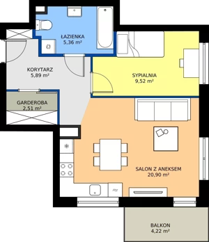 2 pokoje, mieszkanie 44,18 m², piętro 4, oferta nr M21, Vela Park Budynek 6, Rumia, Biała Rzeka, ul. Jęczmienna