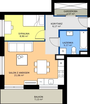 2 pokoje, mieszkanie 44,87 m², piętro 2, oferta nr M12, Vela Park Budynek 6, Rumia, Biała Rzeka, ul. Jęczmienna