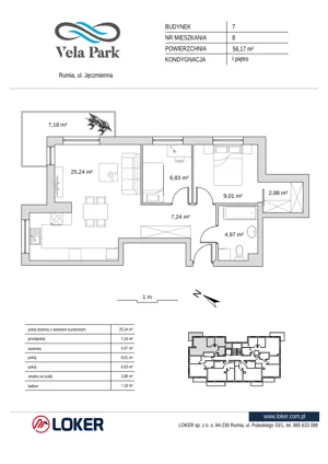 3 pokoje, mieszkanie 56,17 m², piętro 1, oferta nr 7_8, Vela Park Budynek 7, Rumia, Biała Rzeka, ul. Jęczmienna