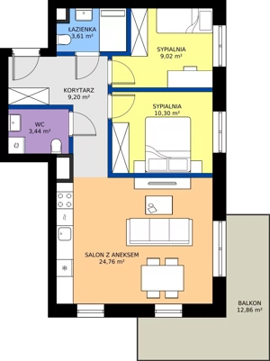 3 pokoje, mieszkanie 60,33 m², piętro 1, oferta nr C.137, Tarasy Bernardyńskie Budynek C, Kalisz, Śródmieście, ul. Kazimierza Mystkowskiego