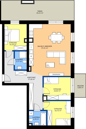 4 pokoje, mieszkanie 94,05 m², piętro 3, oferta nr C.85, Tarasy Bernardyńskie Budynek C, Kalisz, Śródmieście, ul. Kazimierza Mystkowskiego