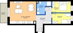 3 pokoje, mieszkanie 60,42 m², piętro 1, oferta nr C.134, Tarasy Bernardyńskie Budynek C, Kalisz, Śródmieście, ul. Kazimierza Mystkowskiego