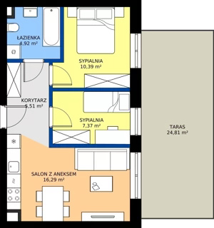 3 pokoje, mieszkanie 45,38 m², parter, oferta nr C.57, Tarasy Bernardyńskie Budynek C, Kalisz, Śródmieście, ul. Kazimierza Mystkowskiego